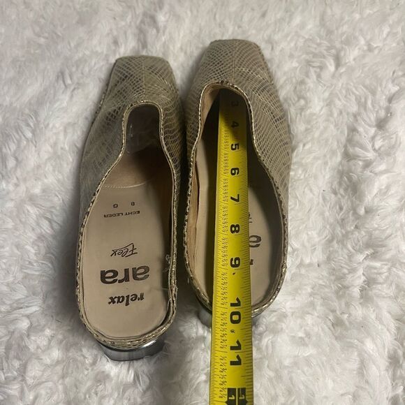 Ara Relax Flex gold & bronze Leather Textured Slip on Heel Mules SZ US 8 run big - Picture 10 of 10